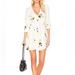 Free People Dresses | Free People Time On My Side Mini Wrap Floral White Yellow Black Dress Small | Color: White/Yellow | Size: S