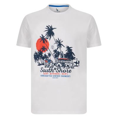 T-Shirts Straban Motif Cotton Jersey T-Shirt in Bright White - South Shore / S - Tokyo Laundry