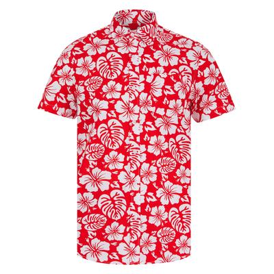 Shirts Hamoa Tropical Floral Print Short Sleeve Cotton Poplin Hawaiian Shirt in High Risk Red / M - Tokyo Laundry