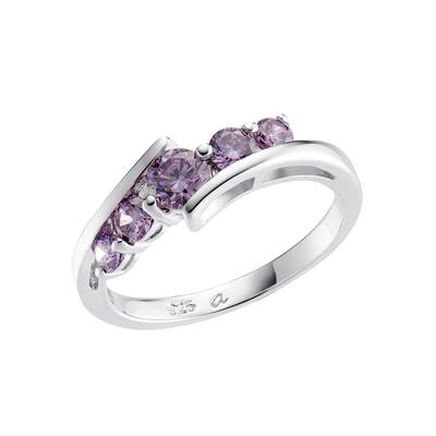 Fingerring AMOR "Purple Elegance" Gr. 60, bunt (silberfarben, lila, lila), Fingerringe, Damen, 60, Silber 925 (Sterlingsilber), 2,2mm, mit Zirkonia (synth.) Image