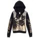 Pink Victoria's Secret Tops | Black Gold Palm Print Tree Bling Sequin Hoodie | Color: Black/Gold | Size: Xs