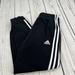 Adidas Bottoms | Adidas Joggers Black White 3 Striped Pockets Drawstring Logo Size Medium 10/12 | Color: Black/White | Size: 10/12