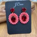 J. Crew Jewelry | New J Crew Resin Beads And Faceted Garnet Colored Stones Drop Statement Earrings | Color: Gold/Red | Size: Os