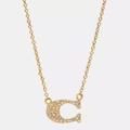 Coach Jewelry | $88 Rare Coach Retired Gold Plated Pave Crystal C Logo Necklace | Color: Gold | Size: Os