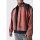 Mens Red Plus Overdyed Denim Harrington, Red