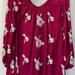 Free People Dresses | Free People Red/Burgundy Dress With White Flowers Size Xs | Color: Purple | Size: Xs