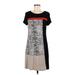 Calvin Klein Casual Dress - Shift Scoop Neck Short sleeves: Black Print Dresses