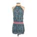 Forever 21 Casual Dress - Mini Halter Sleeveless: Blue Dresses - Women's Size Small