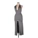 Jill Stuart Cocktail Dress - Midi V Neck Sleeveless: Gray Print Dresses - Women's Size X-Large