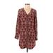 Club Monaco Casual Dress - Mini V Neck 3/4 sleeves: Burgundy Dresses - Women's Size 00