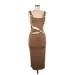 Forever 21 Casual Dress - Midi Scoop Neck Sleeveless: Brown Solid Dresses - Women's Size Small