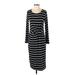 Gap Casual Dress - Midi Scoop Neck 3/4 sleeves: Black Print Dresses - Women's Size Small Petite