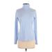 Lands' End Long Sleeve Turtleneck: Blue Solid Tops - Women's Size Small