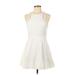 American Eagle Outfitters Casual Dress - A-Line Crew Neck Sleeveless: White Print Dresses - Women's Size 10