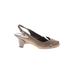 Bruno Magli Heels: Pumps Chunky Heel Classic Tan Print Shoes - Women's Size 36.5 - Round Toe