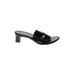 Munro American Sandals: Slide Chunky Heel Casual Black Print Shoes - Women's Size 12 - Open Toe