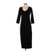 Michael Stars Casual Dress - Midi Scoop Neck 3/4 sleeves: Black Print Dresses - Women's Size Small