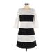 Jessica Simpson Casual Dress - A-Line Scoop Neck 3/4 sleeves: White Print Dresses - Women's Size 10