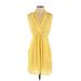 Bar III Casual Dress - Mini V Neck Sleeveless: Yellow Dresses - Women's Size X-Small