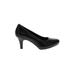 Clarks Heels: Slip On Stilleto Minimalist Black Print Shoes - Women's Size 9 - Round Toe