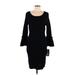 Nina Leonard Cocktail Dress - Sweater Dress: Black Dresses - Women's Size Large