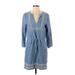 Gap Casual Dress - Mini V Neck 3/4 sleeves: Blue Dresses - Women's Size X-Small