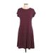 Anne Klein Casual Dress - A-Line Crew Neck Short sleeves: Burgundy Dresses - Women's Size Large