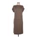 Club Monaco Casual Dress - DropWaist Boatneck Short sleeves: Brown Solid Dresses - Women's Size Medium