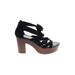 Torrid Heels: Strappy Platform Boho Chic Black Solid Shoes - Women's Size 11 Plus - Open Toe