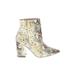 Charles by Charles David Ankle Boots: Ivory Snake Print Shoes - Women's Size 6 1/2 - Pointed Toe