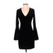 Karen Kane Casual Dress - Sheath Plunge Long sleeves: Black Print Dresses - Women's Size Small