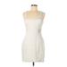 Express Casual Dress - Sheath V Neck Sleeveless: White Solid Dresses - Women's Size 10