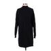 ASOS Casual Dress - Sweater Dress High Neck 3/4 sleeves: Black Solid Dresses - Women's Size 4