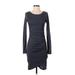 Leith Casual Dress - Bodycon Scoop Neck Long sleeves: Gray Dresses - Women's Size Small