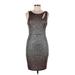 Guess Cocktail Dress - Sheath Scoop Neck Sleeveless: Silver Dresses - Women's Size 8