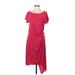 BCBGMAXAZRIA Runway Casual Dress - Wrap: Burgundy Solid Dresses - Women's Size Medium