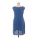 Shein Casual Dress - Shift Crew Neck Sleeveless: Blue Print Dresses - Women's Size 14