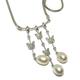 Never Say Never Beautiful Pearl Necklace and 0.11cts of Diamonds in 18k White Gold with 45cm Taupe Chain, Gold, Diamond