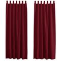PONY DANCE Tab-Top Curtains Set of 2 Short Red Curtains Opaque Blackout Curtains Children's Room Loop Curtain Blackout Tab-Top Curtain H 160 x W 140 cm