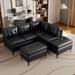 Pu Leather Sectional Sofa Set Corner Sofa with Storage Ottomans