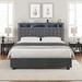 Luxury Gas Lift Velvet Upholstered Platform Bed with RF LED Lights, Storage Headboard