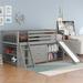 Low Loft Bed with Attached Bookcases and Separate 3-tier Drawers,Convertible Ladder and Slide,Twin