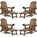 WINSOON Set of 4 Folding Adirondack Chair with Adjustable Backrest Chairs and Retractable Ottoman