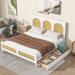 Queen Storage Platform Bed with 2 Drawers, Rattan Headboard & Footboard, Solid Wood Bed Frame w/Wood Slat Support for Bedrooma