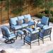 6/7-Piece Patio Conversation Sets, Outdoor Sofa Set with 2/4 x Single Sofa Chairs, 1 x 3-seater Sofa and Coffee Table/Ottomans