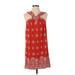 Ann Taylor LOFT Casual Dress - Mini V-Neck Sleeveless: Red Dresses - Women's Size X-Small