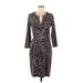 BCBGMAXAZRIA Casual Dress - Sheath V Neck 3/4 sleeves: Black Dresses - Women's Size Medium