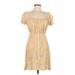 Faithfull the Brand Casual Dress - Mini Square Short sleeves: Yellow Print Dresses - Women's Size 6