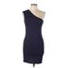 T by Alexander Wang Casual Dress - Bodycon One Shoulder Sleeveless: Blue Print Dresses - Women's Size Large