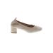 Everlane Heels: Slip-on Chunky Heel Work Ivory Print Shoes - Women's Size 7 - Almond Toe